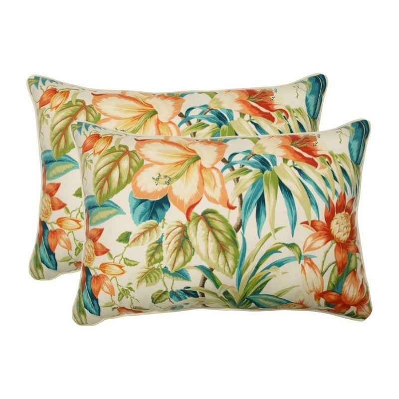 Botanical Glow Rectangular Floral Outdoor Pillow Set