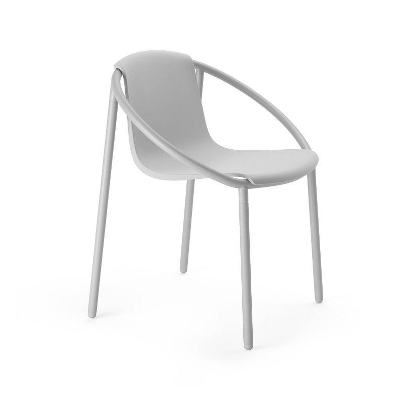 Eco-Friendly Bent Metal and Wood Fiber Composite Outdoor Chair in Gray