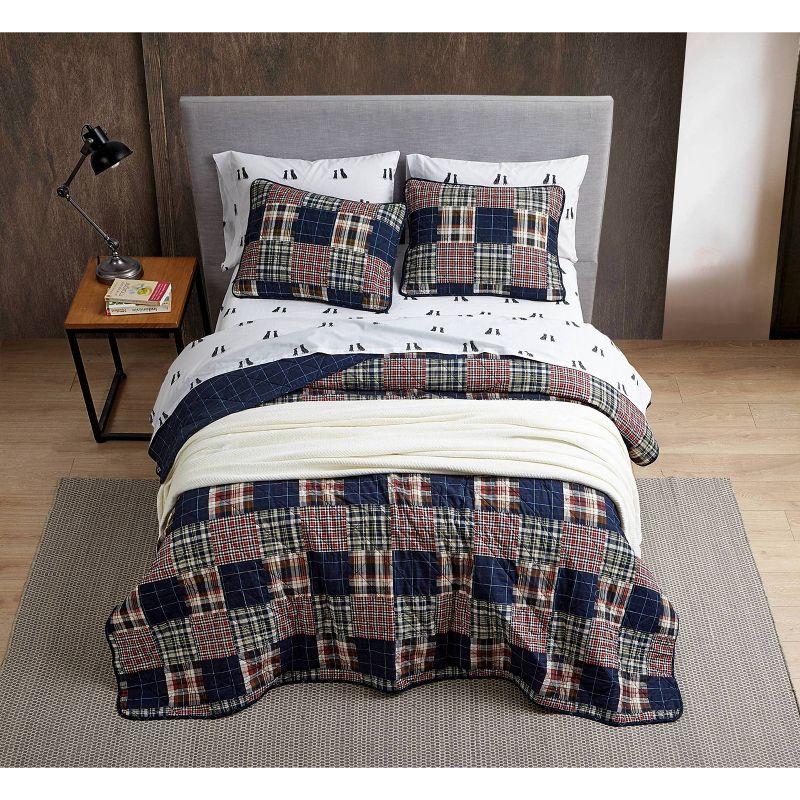 Eddie Bauer Eddie Bauer Madrona Blue Cotton Reversible Quilt Set