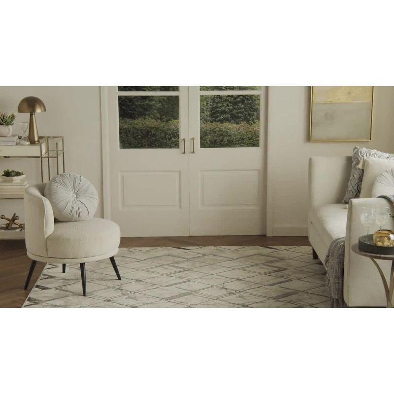 Ivory Abstract Geometric Easy-Care Synthetic Area Rug