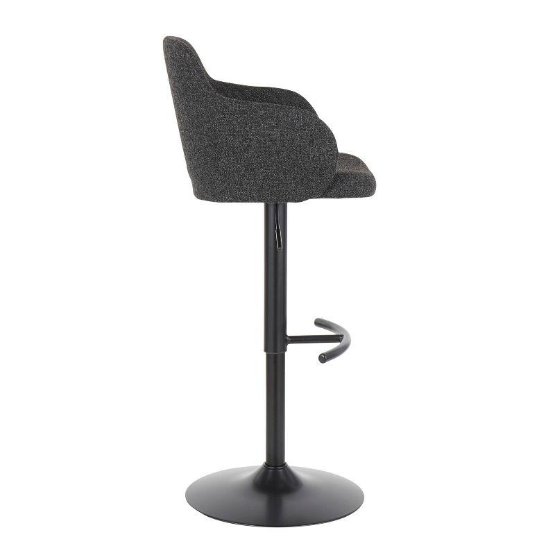 Boyne Adjustable Black Metal Swivel Barstools with Dark Grey Fabric - Set of 2