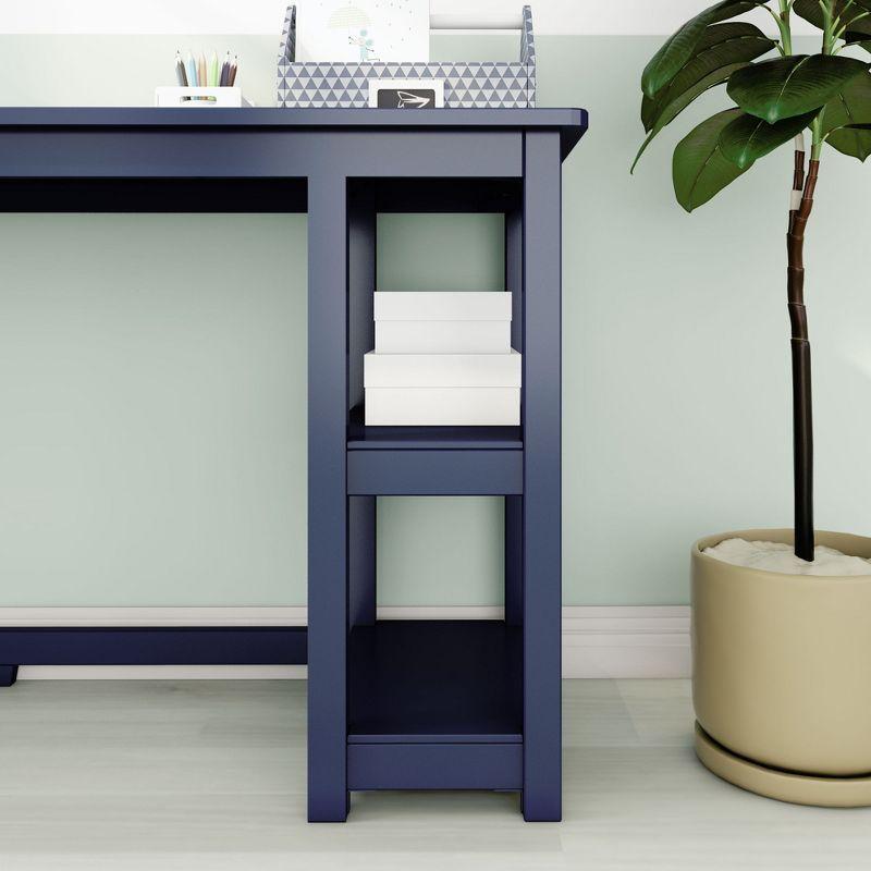 Max & Lily Solid Wood Desk with Shelves, 55", Blue