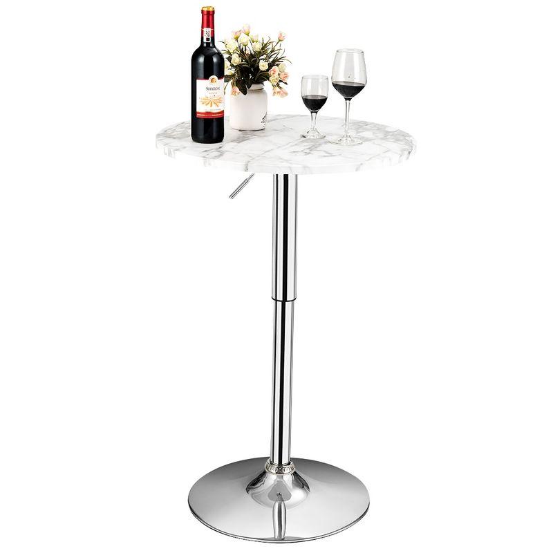 Costway 6PCS Round Bistro Bar Table Height Adjustable 360-degree Swivel White\Black