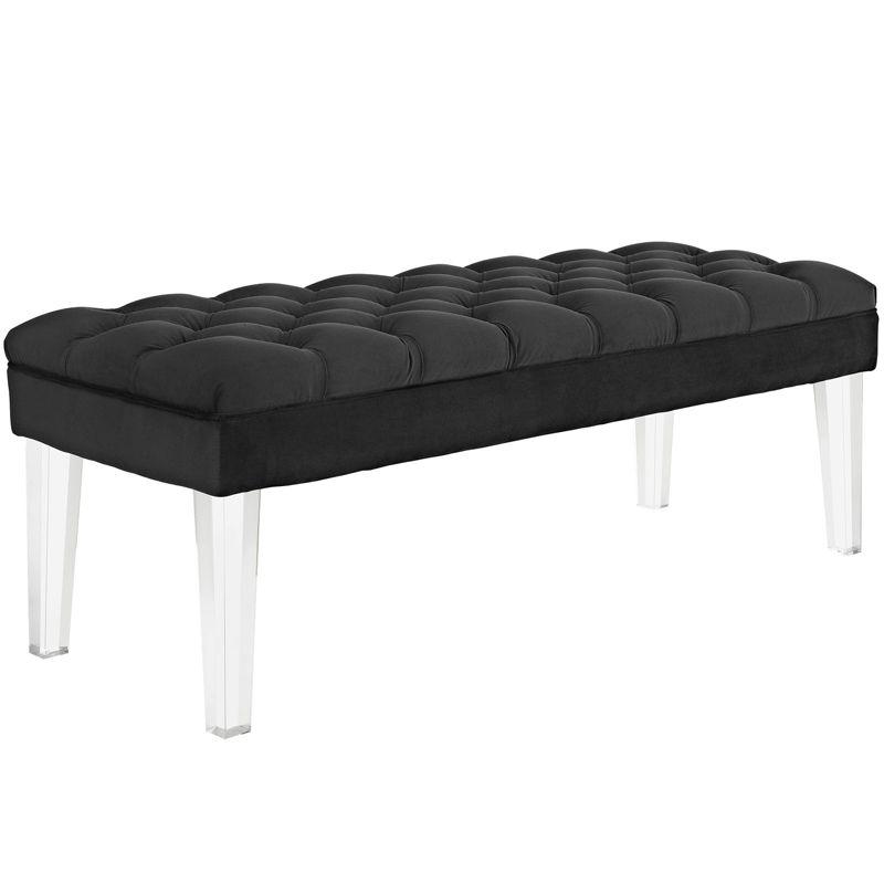 Modway Valet Velvet Bench – Tufted Upholstered Accent Bench with Acrylic Legs for Entryways, Bedrooms, or Dressing Areas