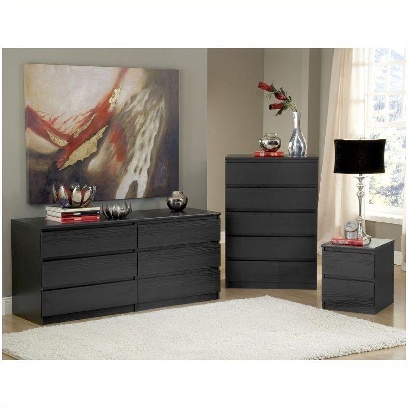 Wood Scottsdale 5 Drawer Chest in Black Woodgrain-Tvilum