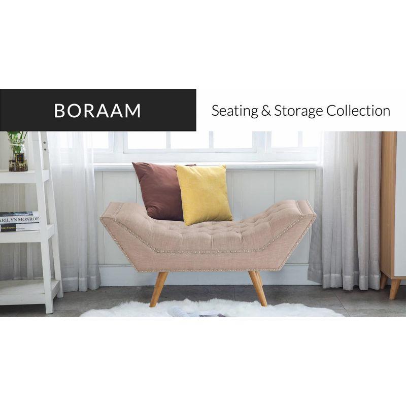 Jaime Button Tufted Bench Beige - Boraam: Upholstered Ottoman, Nailhead Trim, Wood Frame, 250lb Capacity