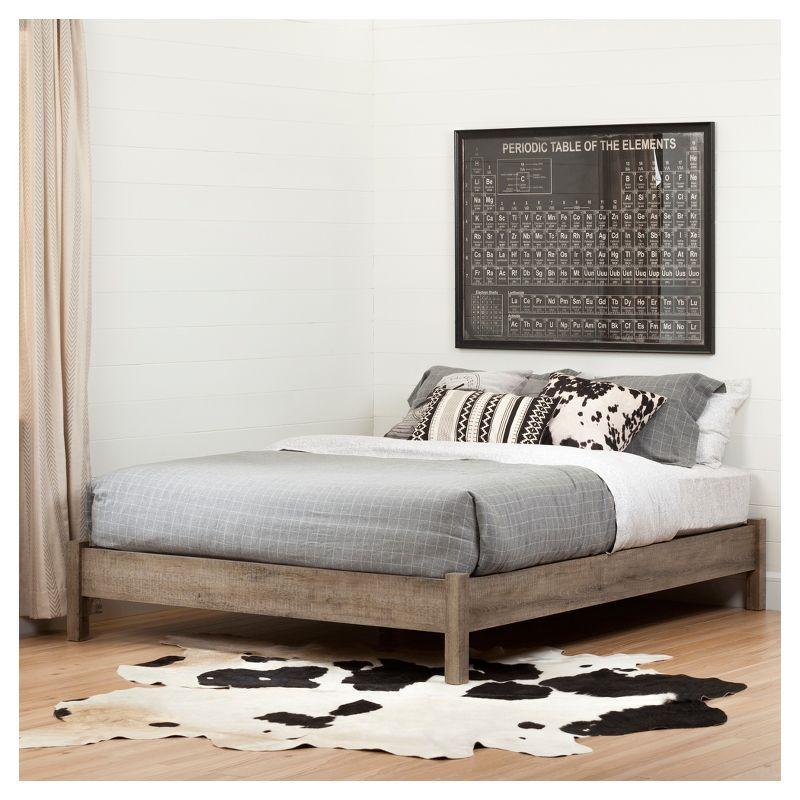 Munich Queen Platform Bed on Legs - Rustic Style Weathered Oak