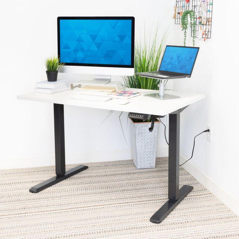 Mount-It! Height Adjustable Hand Crank Sit-Stand Desk Frame w/ Extra-Wide Tabletop | Multiple Colors