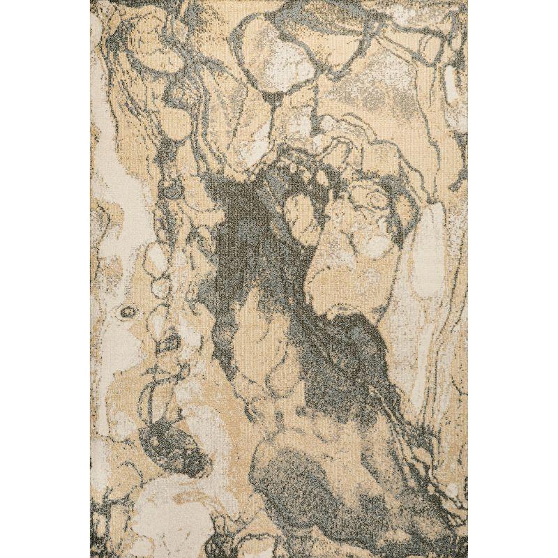 Marmo Gold & Gray Abstract Marbled 5' x 8' Synthetic Rug