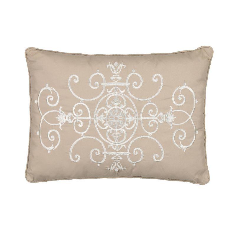 Ivory Bensonhurst Embroidered Lumbar Throw Pillow, 13"x18"