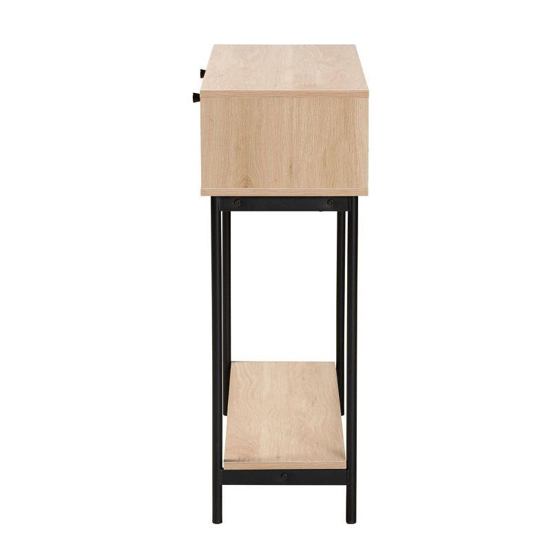 Sherwin 2 Drawer Console Table with Woven Rattan Accent Light Brown/Black - Baxton Studio:Entryway Storage