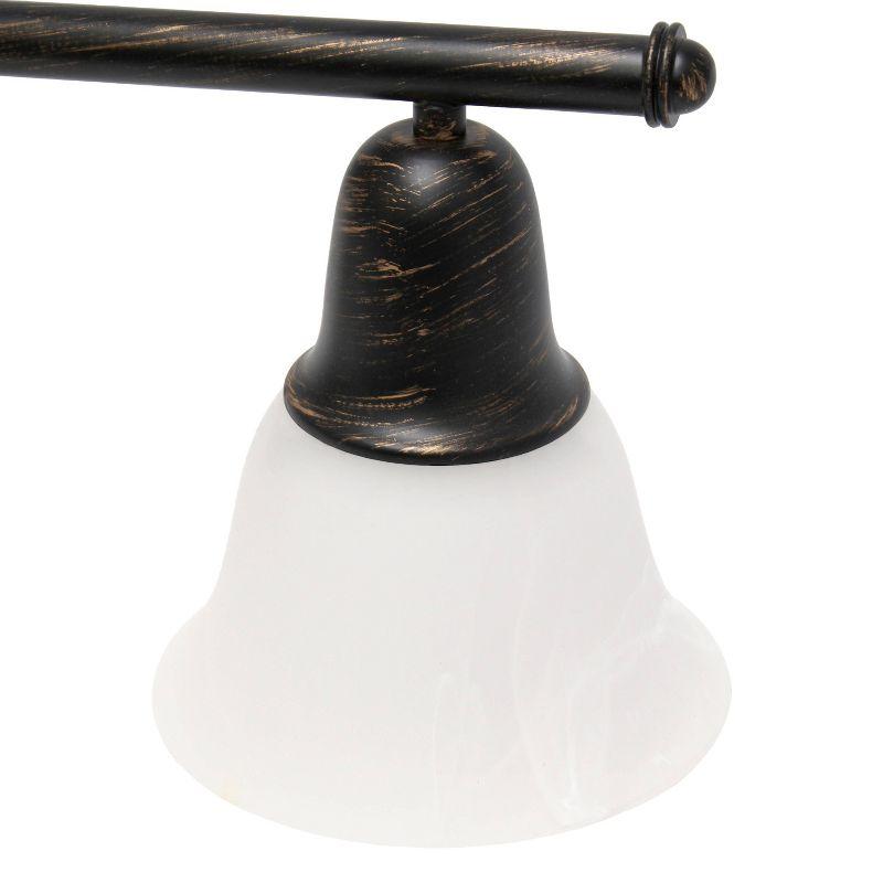 3 Light Metal and Alabaster White Glass Shade Vanity Wall Light Fixture with Metal Accents - Lalia Home