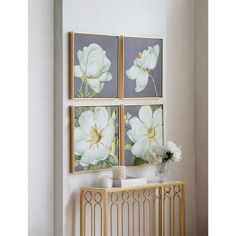 Blooming Florals Framed Wall Art -20"W X 1.5"L X 20"H - Gold