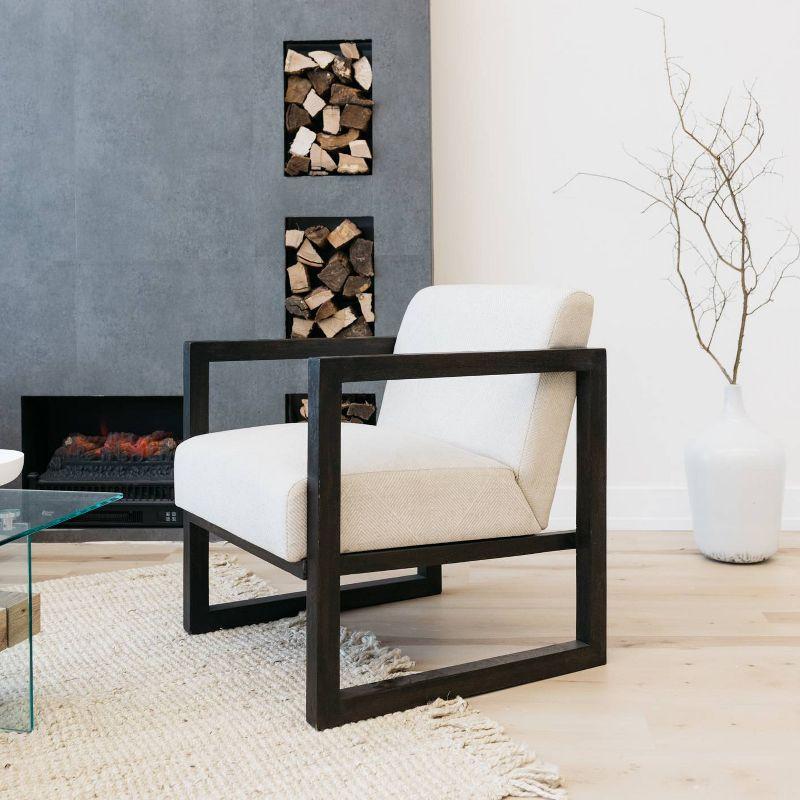 Signature Design by Ashley Alarick Accent Chair Cream: Upholstered Wooden Legs, Vintage Style
