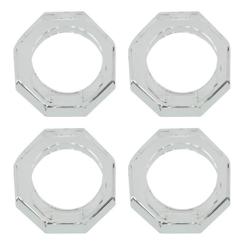 Octagonal Clear Crystal Glass Napkin Rings Set