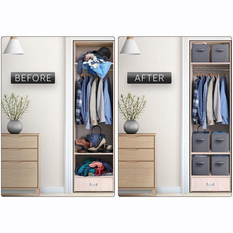 Sorbus 11 Inch 6 Pack Foldable Fabric Storage Cube Bins with Handles - for Organizing Pantry, Closet, Nursery, Playroom, and More (Gray)