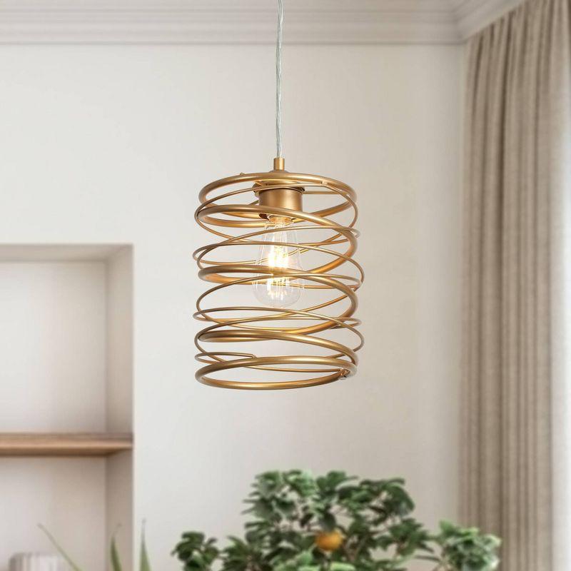 LNC Alpinum 1-Light Gold Cylinder LED Mini Kitchen Island Light: ETL Listed, Metal Shade, Dimmable