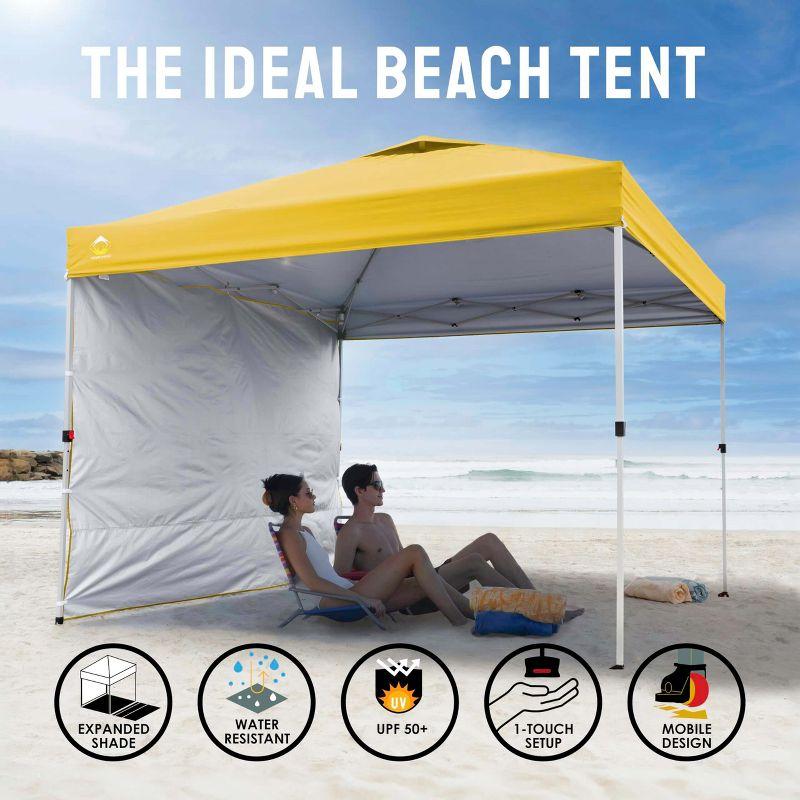 CROWN SHADES 8x8 Pop Up Canopy with 1 Side Wall - Beach Tent with One Push Setup - Outdoor Sun Shade for Events, Parties