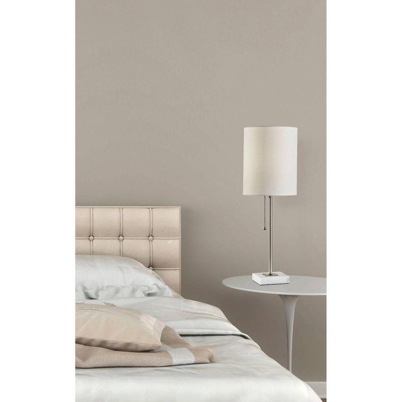 Adesso 23" Fiona Table Lamp Steel: Marble Base, Brushed Finish, Pull Chain Switch