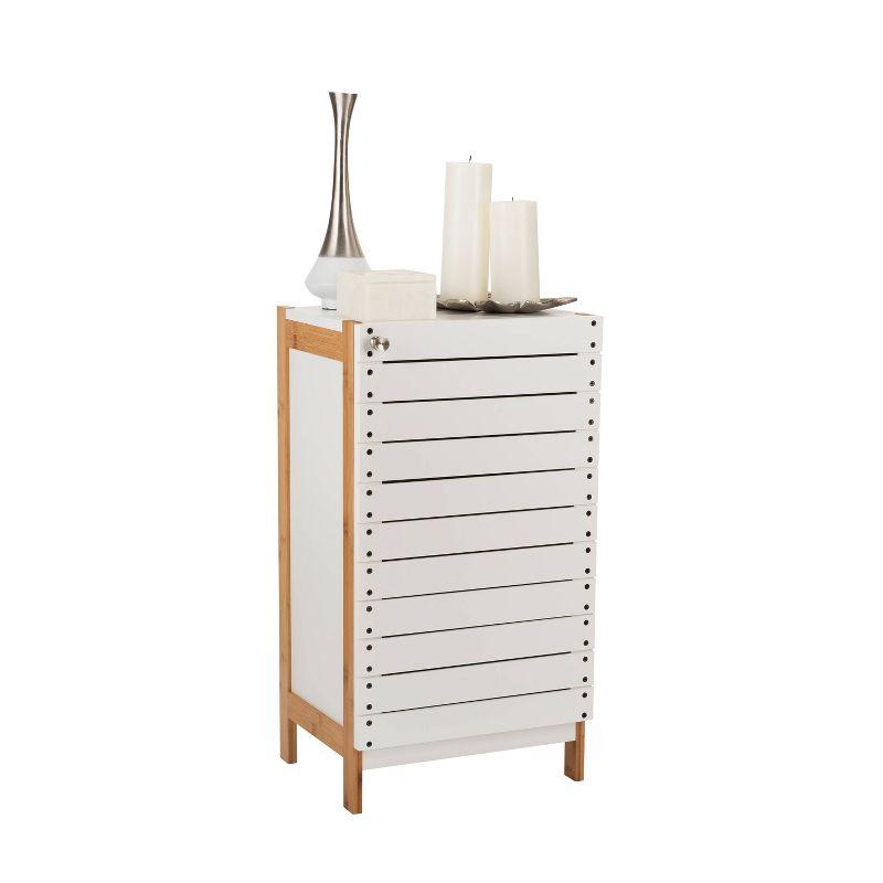 Deluxe Bamboo Floor Cabinet with Accent Slats Brown/White - Organize It All