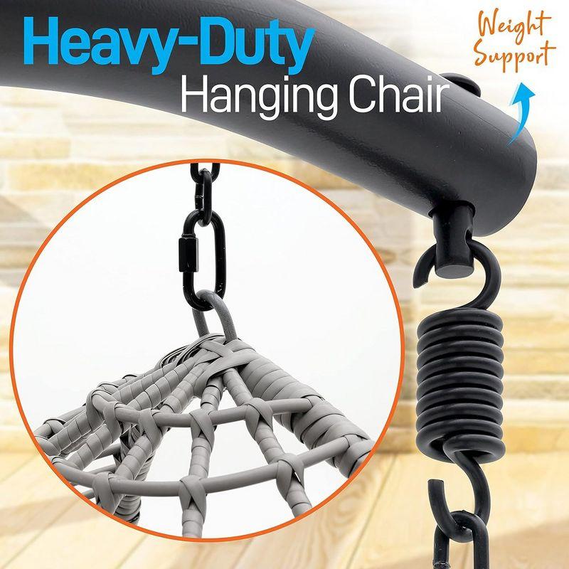 SereneLife Wicker Rattan Swing Chair with Cushion - Gray