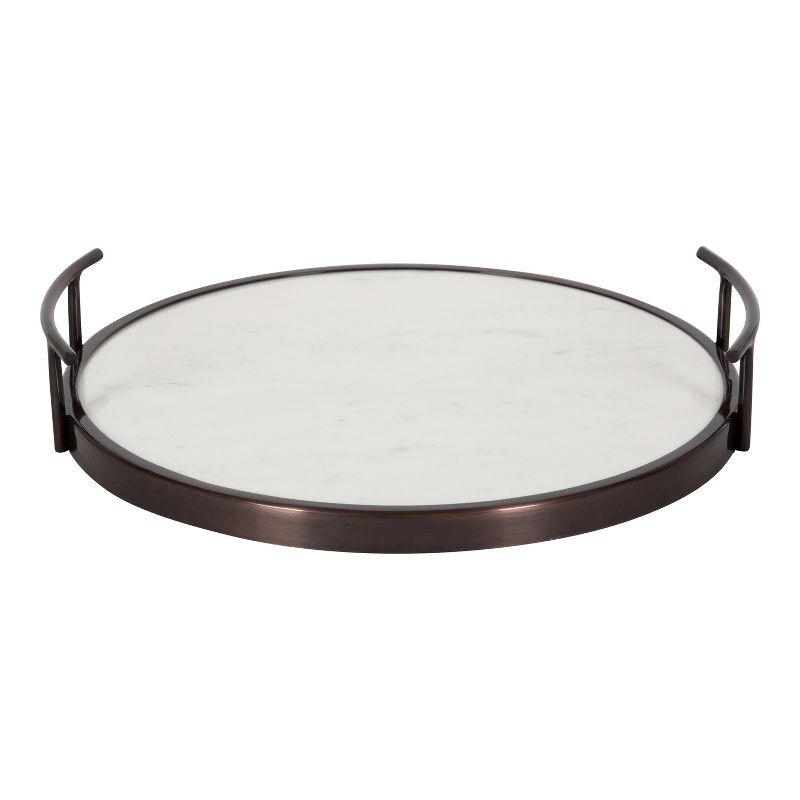 Kate and Laurel Marbury Round Metal Tray