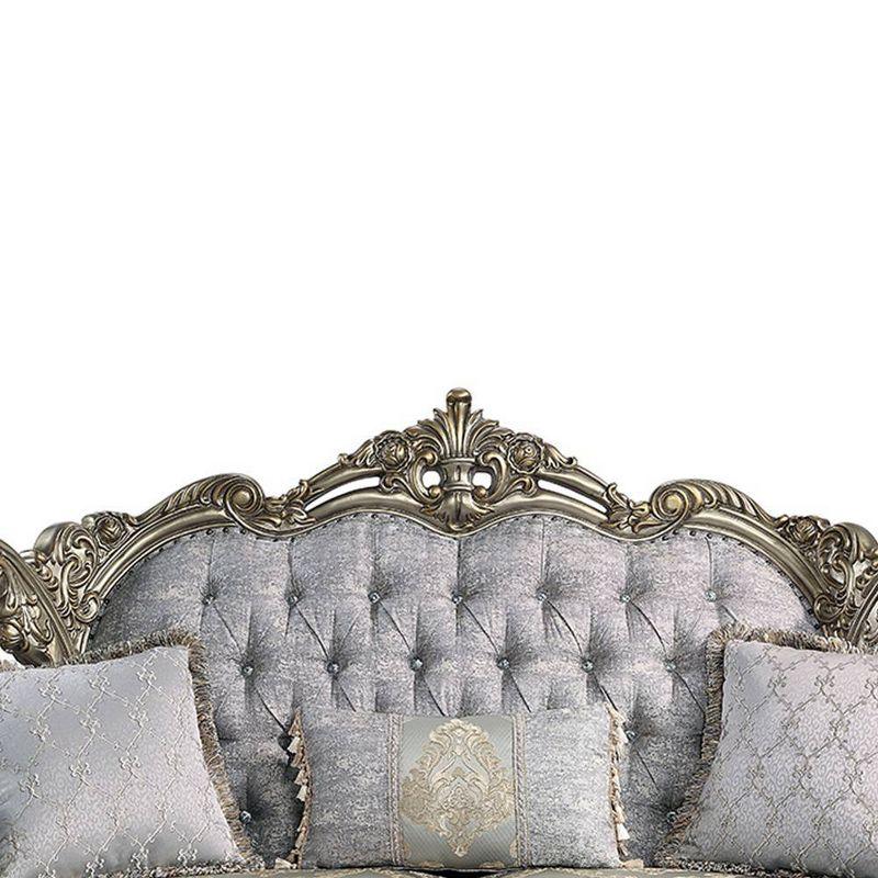 73" Miliani Sofa Fabric and Antique Bronze Finish - Acme Furniture: Leather Upholstery, Wood Frame, Includes 3 Pillows