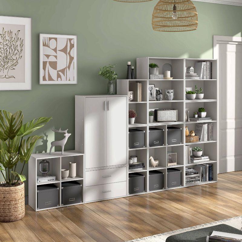 White Stackable 3-Tier Wood Cube Storage Bookcase