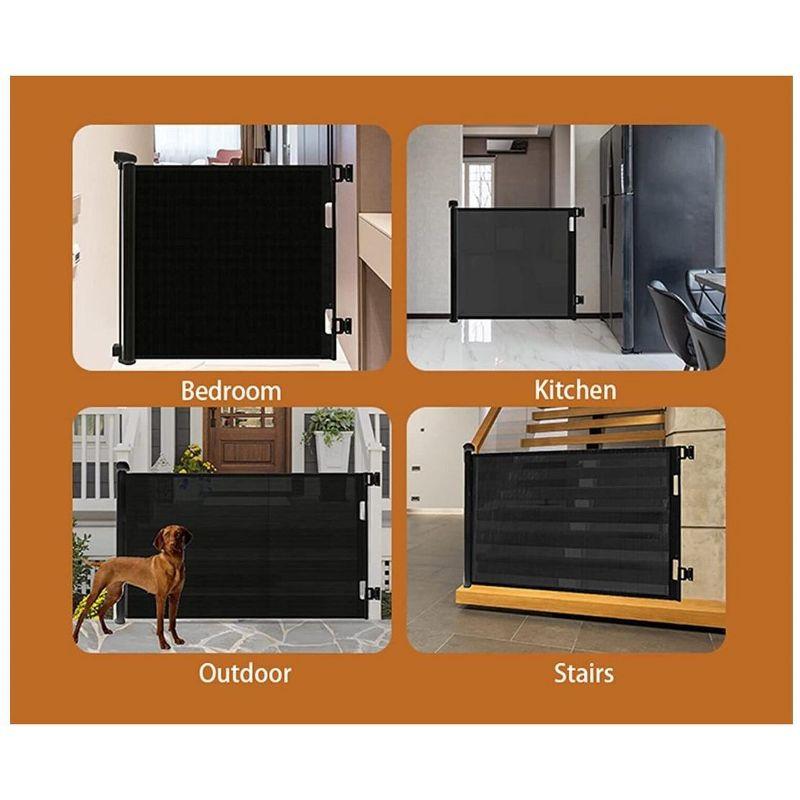 Retractable Pet Gate 33-Inches Tall, Extends up to 55 Inches Extra Wide Pet Friendly Indoor Outdoor Mesh Gates Dog