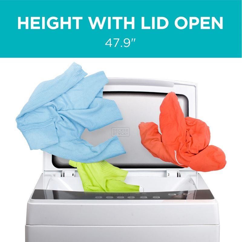 BLACK+DECKER Small Portable Washer, Washing Machine for Household Use, Portable Washer 1.7 cu.Ft with 6 Cycles, Transparent Lid & LED Display