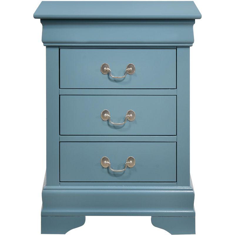 Passion Furniture Louis Philippe 3-Drawer Teal Nightstand (29 in. H x 21 in. W x 16 in. D)