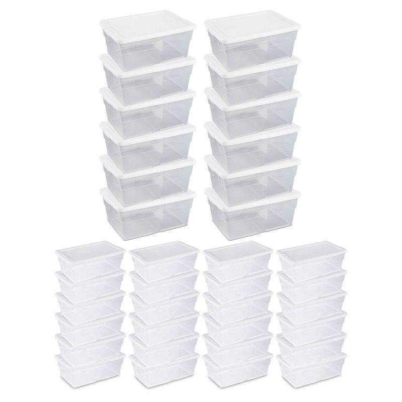 Sterilite 16 Qt Clear Plastic Secure Latching Storage Containers, 12 Pack & 6 Quart Lidded Storage Tote for Home and Office Organization, 24 Pack