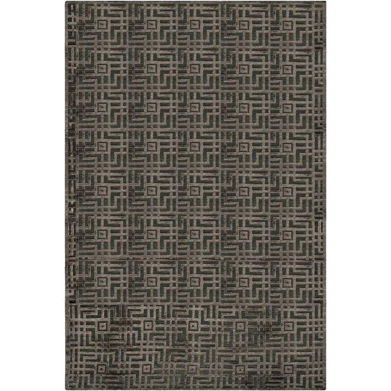 Charcoal Geometric Hand-Knotted Wool Area Rug 8' x 10'