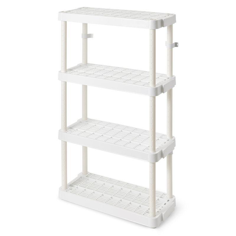 Gracious Living 4 Shelf Adjustable Height Medium Duty Storage Unit 14 x 32 x 54.5" Organizer for Home, Garage, Basement, & Laundry, White (3 Pack)