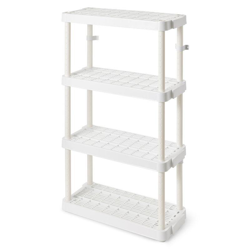 Adjustable White Resin 4-Tier Kids Storage Shelf, 32.4" L