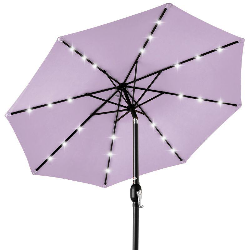 Lavender 10ft Solar LED Lighted Patio Umbrella with Tilt Adjustment