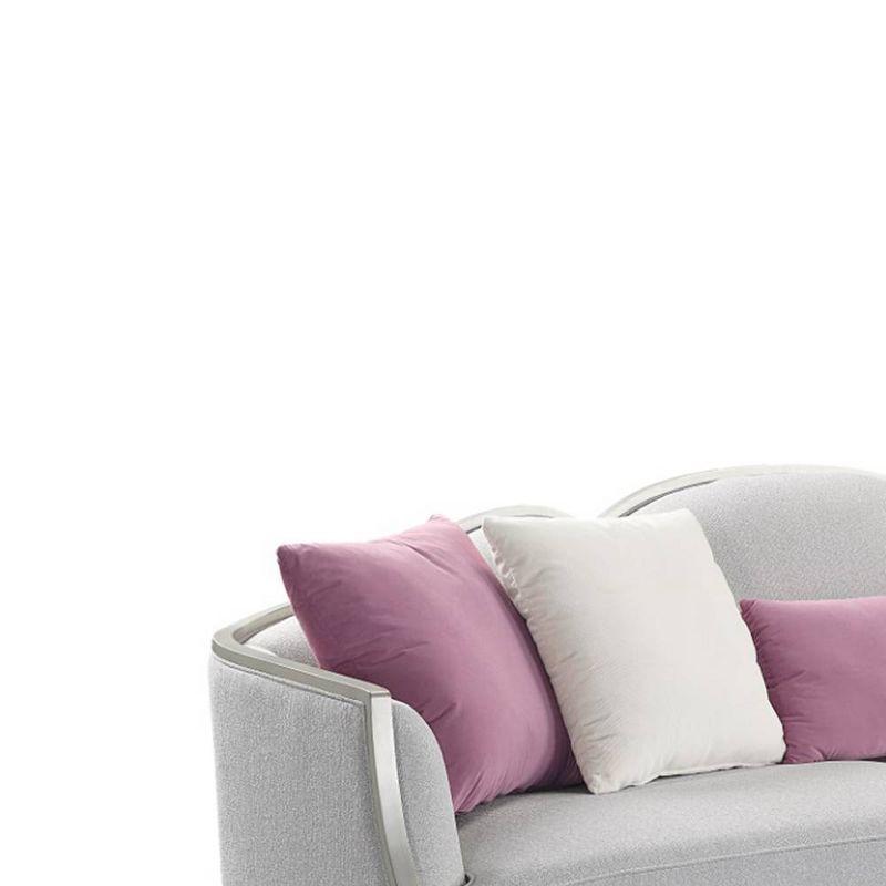 94" Kasa Sofa Beige Linen, Champagne Finish & Accent Pillows - Acme Furniture