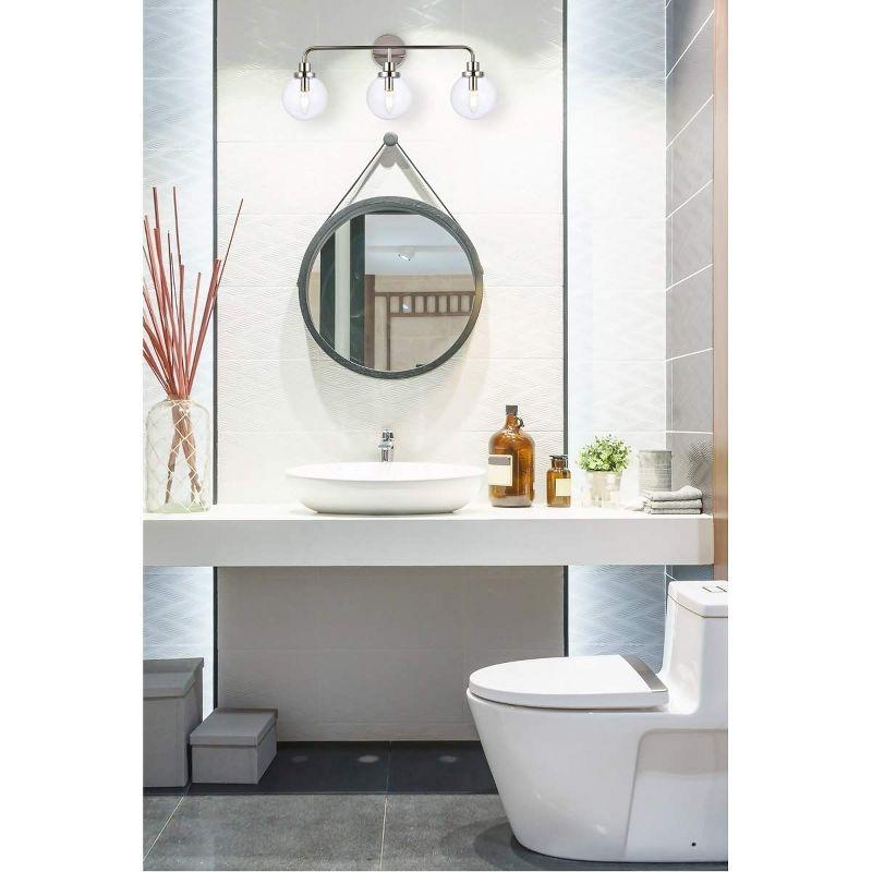 Elegant Lighting Hanson 3 lights bath sconce in polished nickel with clear shade