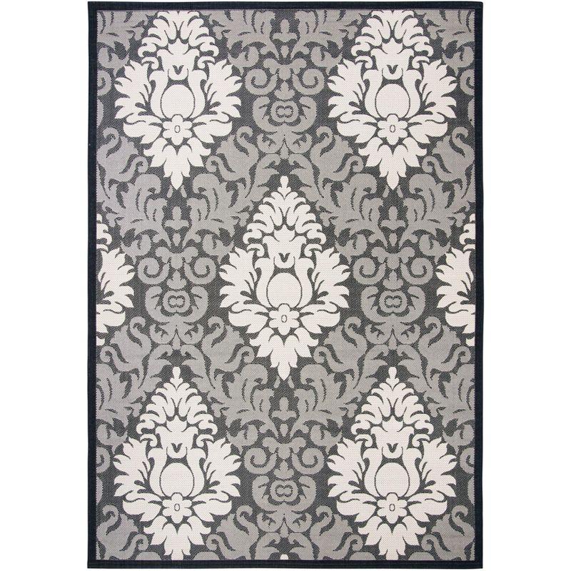 Sand and Black Rectangular Synthetic Flat Woven Area Rug