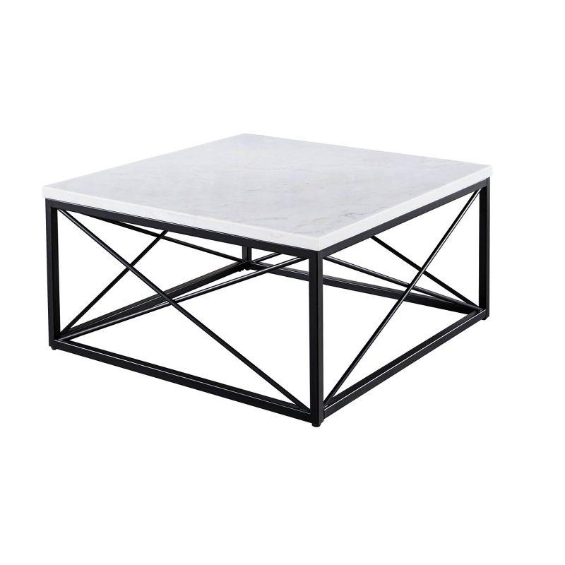 Skyler Marble Top Square Cocktail Table White/Black - Steve Silver Co.