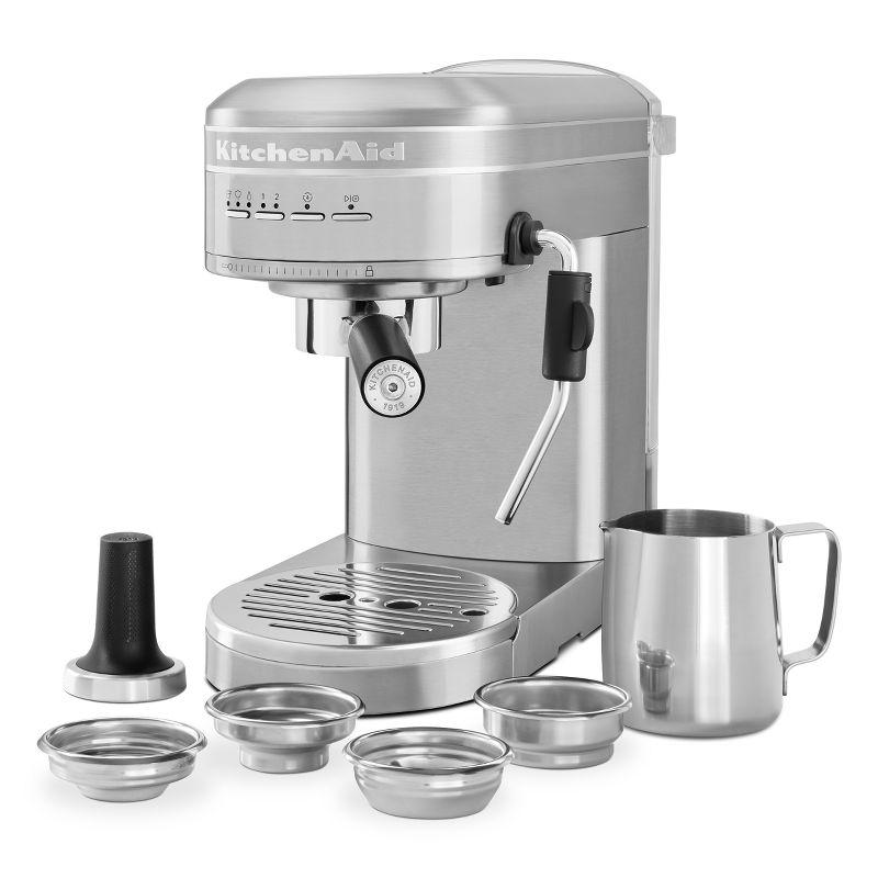 KitchenAid Semi-Automatic Espresso Machine - Brushed Stainless Steel: 15 Bars Pressure, Dishwasher-Safe, 47oz Capacity