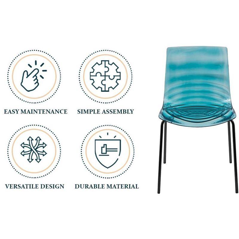 LeisureMod Astor Acrylic Dining Chair - Water Ripple Design & Chrome Finish Metal Legs, Stackable Accent Side Chair