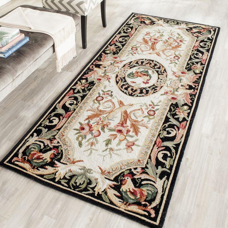 Chelsea HK48 Hand Hooked Runner Rug - Ivory/Black - 2'6"x10' - Safavieh.