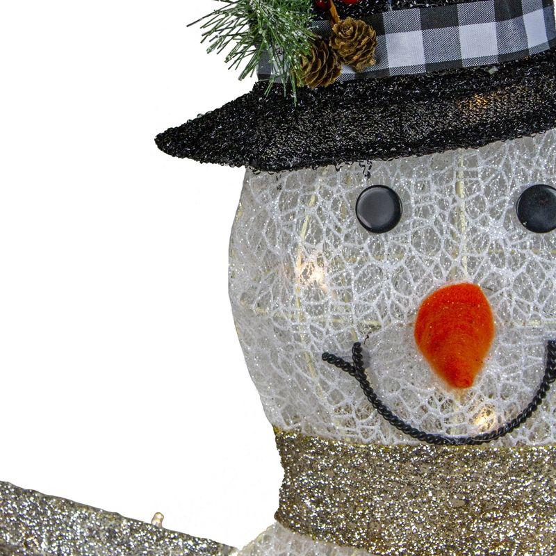 49" White and Black LED Lighted Snowman with Top Hat Christmas Outdoor Decoration