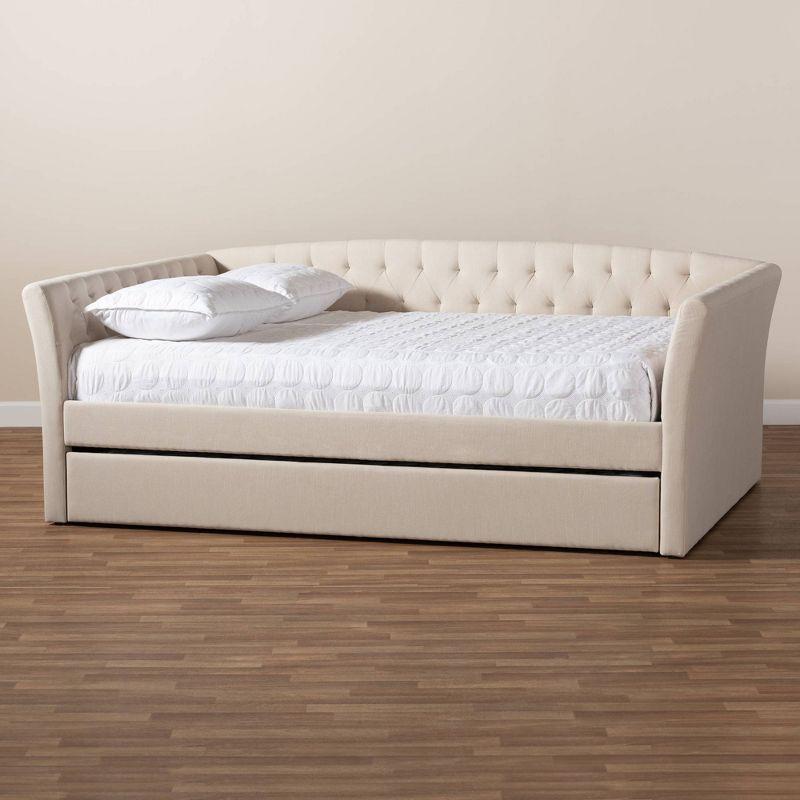 Delora Upholstered Daybed with Trundle Beige - Baxton Studio