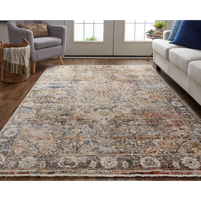 Kaia Transitional Medallion Tan/Orange/Blue Area Rug