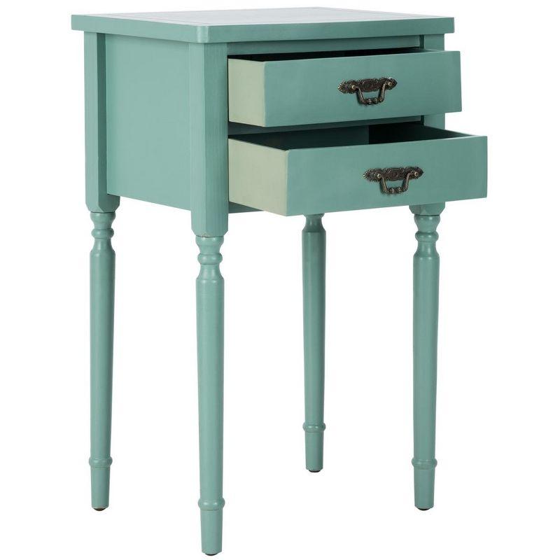 Dusty Green Transitional Poplar Wood End Table with Storage