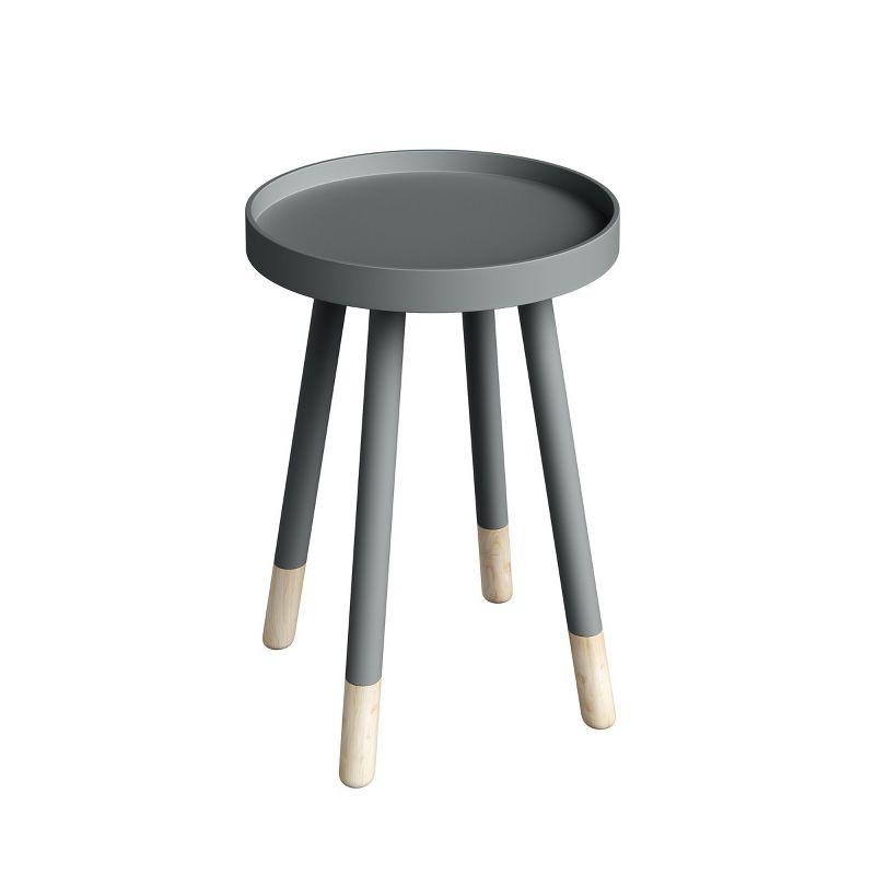 Gray and Natural Wood Round Tray Top End Table