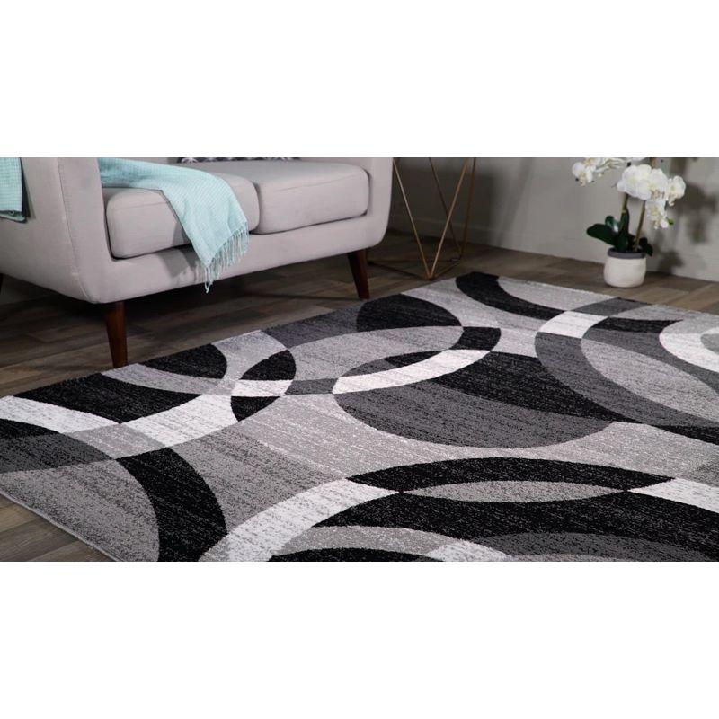 Med Grey Abstract Synthetic 26" x 3" Easy-Care Area Rug