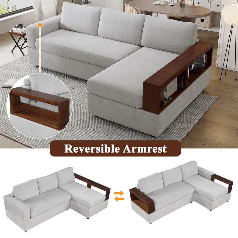 Christopher Knight Home Tanner 87" Modern Chenille Upholstered Sectional Sofa with Reversible Armrests, Gray